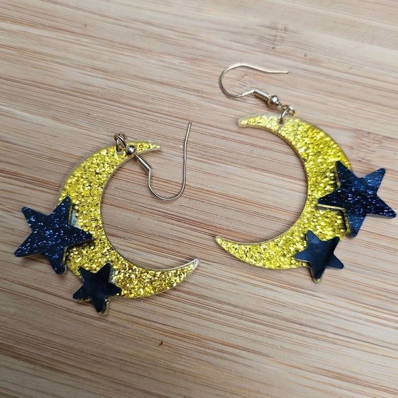 New acrylic sparkle moon with stars - Picture 5 of 5